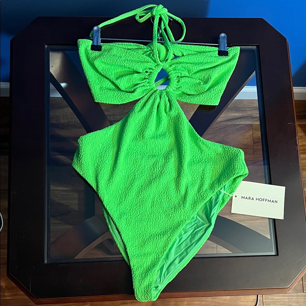 Mara Hoffman - Blanca One Piece Cut Out Swimsuit in Lime Green - Picture 3 of 6